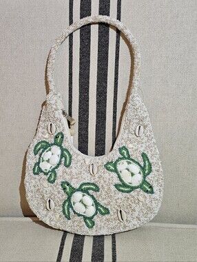 Sea Turtle Beaded Hobo Bag